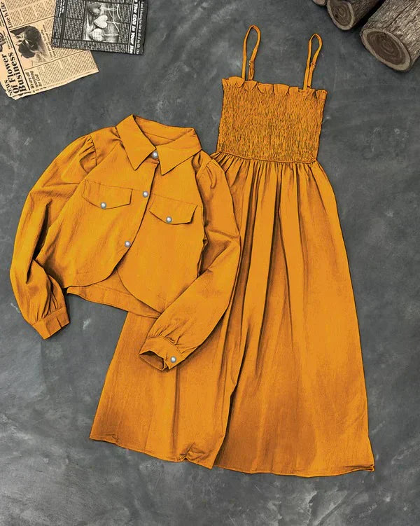 Kaaj Button Coati With Gazzer Romper Frock Style