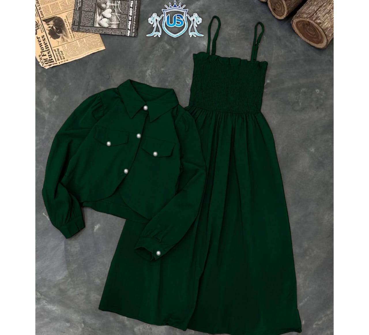 Kaaj Button Coati With Gazzer Romper Frock Style